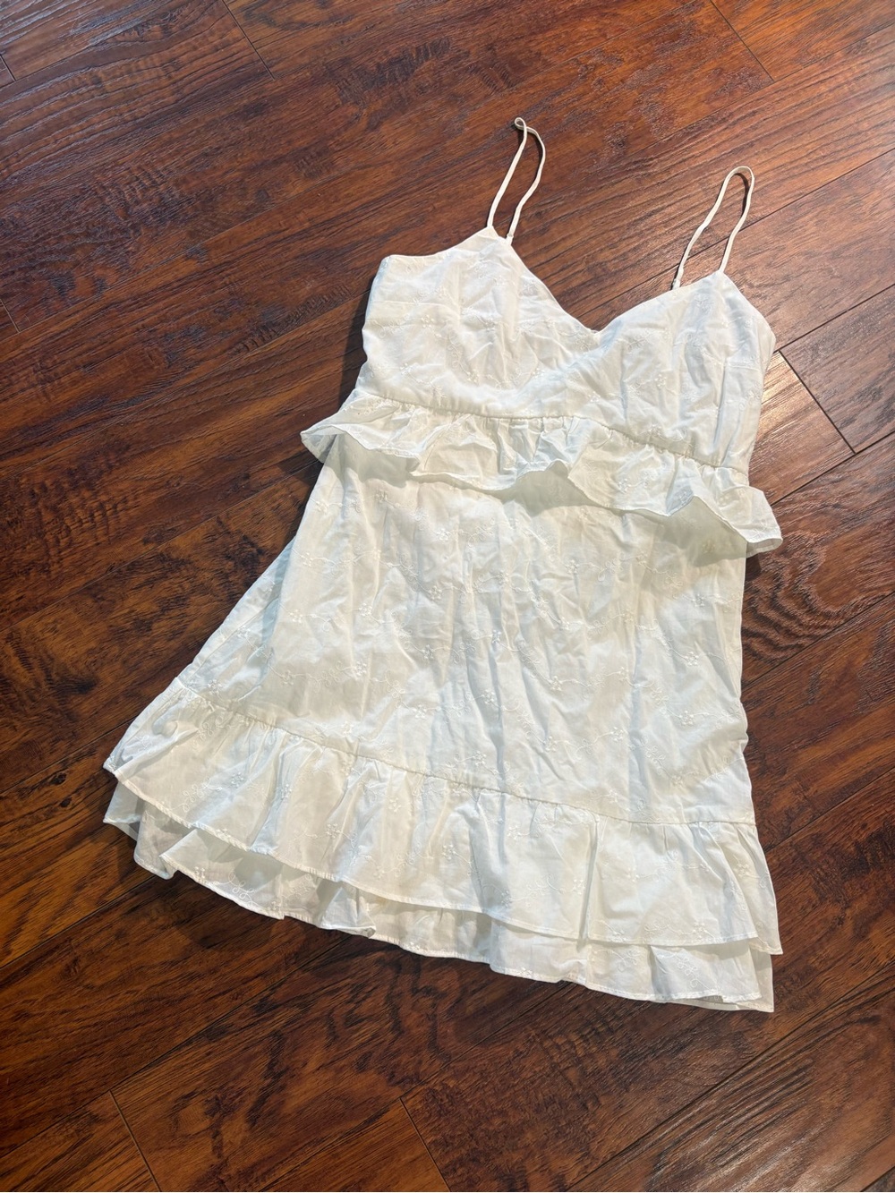 Trixxi women’s size L white eyelet skinny strap mini dress